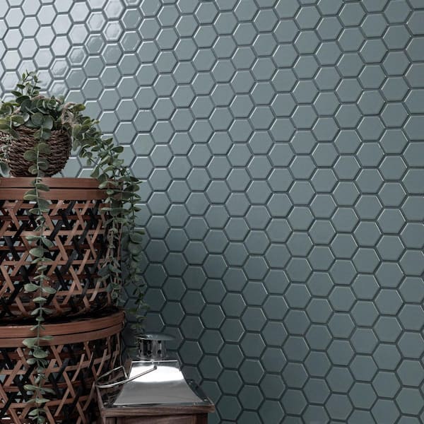 MSI Cielo Azul 10 in. x 11 in. Glossy Porcelain Mesh-Mounted