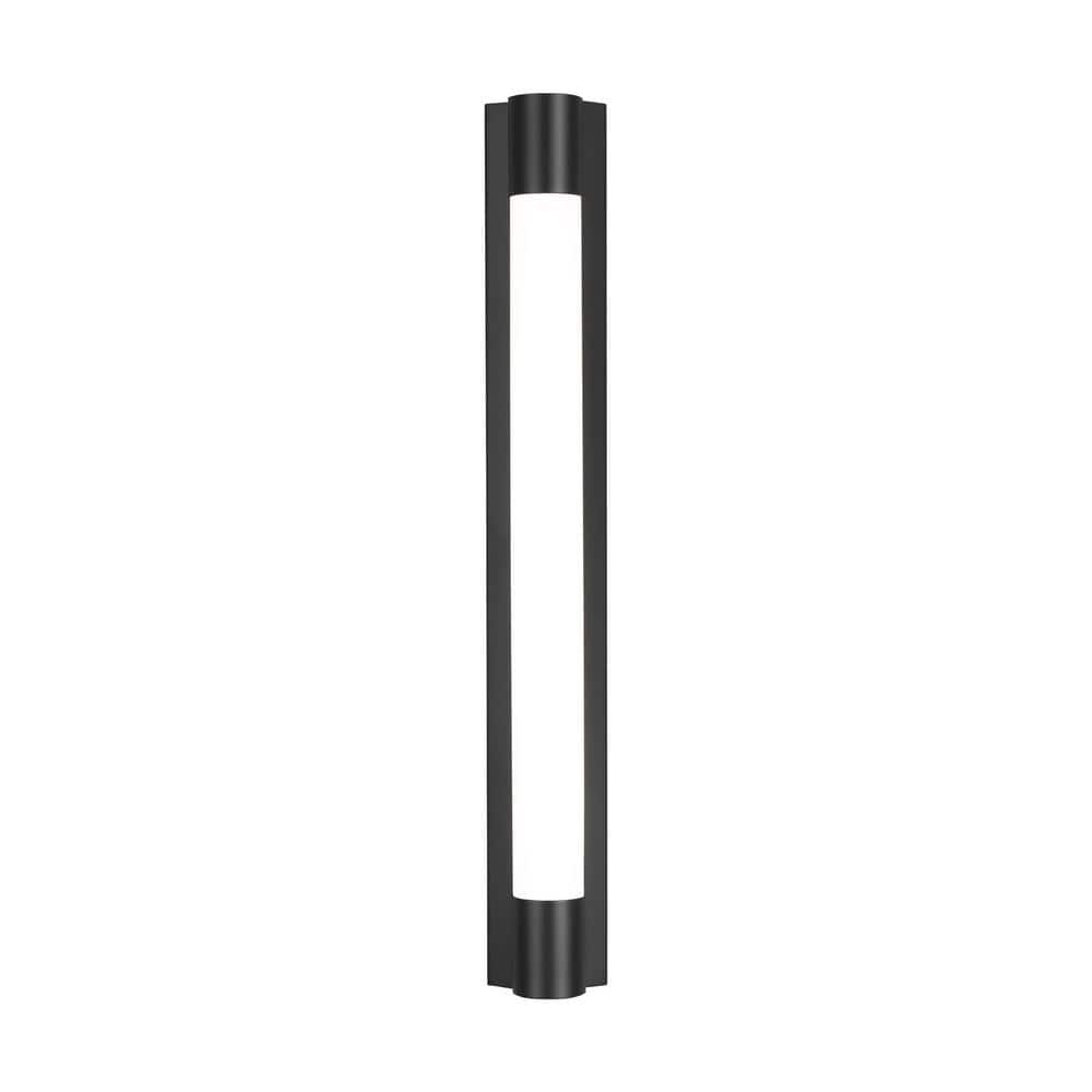 Midnight Black Cylinder LED Vanity Light with Milk Glass Shade