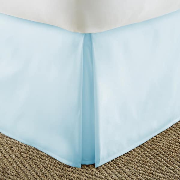 Becky Cameron 14 in. Aqua Solid Full Bed Skirt