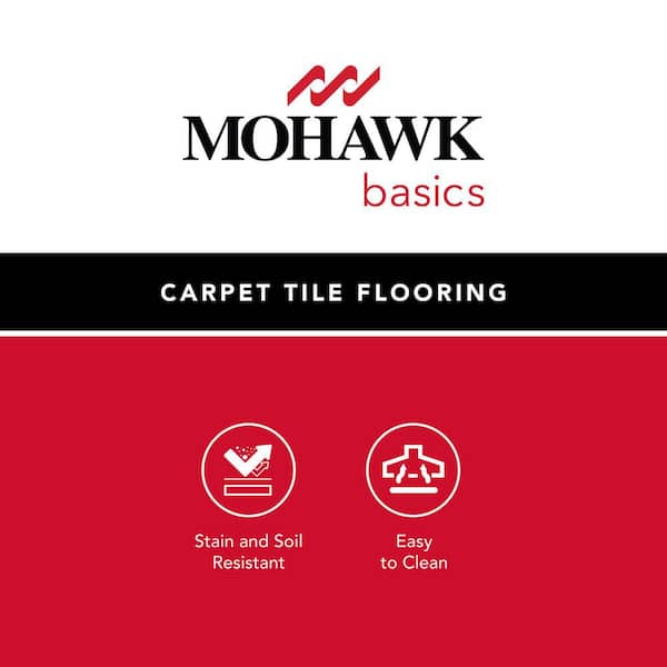 Mohawk - 24 in. x 24 in. Textured Loop Carpet - Basics -Color Ocean Deep
