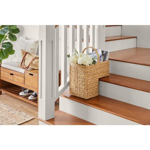 Home Decorators Collection Woven Bulrush Stair Storage Basket THD