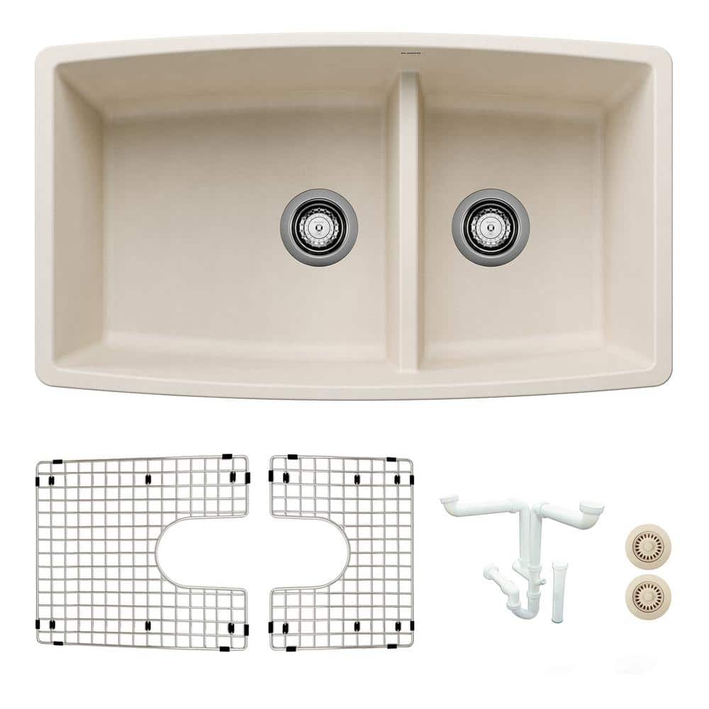 Performa 33 in. Undermount Double Bowl Soft White Granite Composite Kitchen