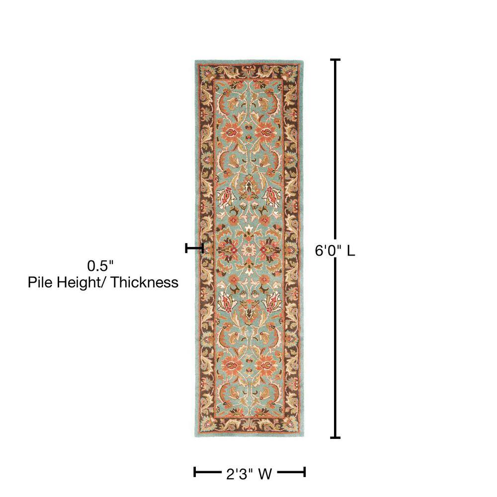 Heritage Blue and Brown Floral Wool Tufted Rug