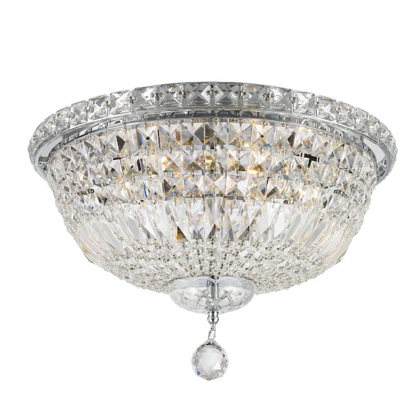 Worldwide Lighting Empire 6-Light Chrome Flush Mount with Clear Crystal