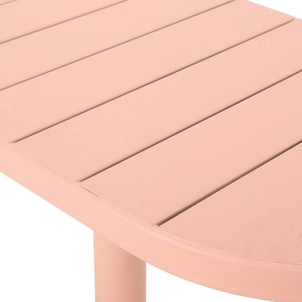 Miscool Avex Pink 3-Piece Metal Oval Table and 2 Chairs Outdoor