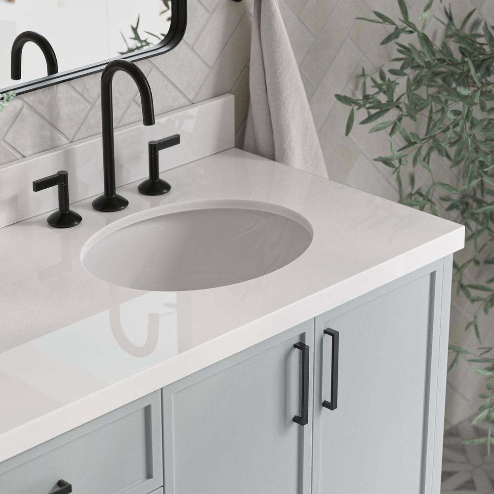 Gray Double Sink Bathroom Vanity with Quartz Top