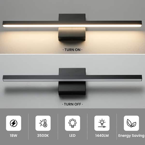 KAISITE 24 in. 1-Light Black LED Vanity Light Bar, Dimmable
