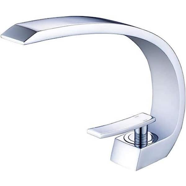 Chrome Bathroom Sink Faucet with Supply Hose, Unique Design Single Handle Single Hole Lavatory Faucet