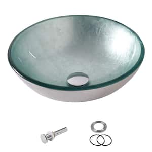 15.55 in. W x 15.55 in. D Round Bathroom Sink in Translucent Green with Drain