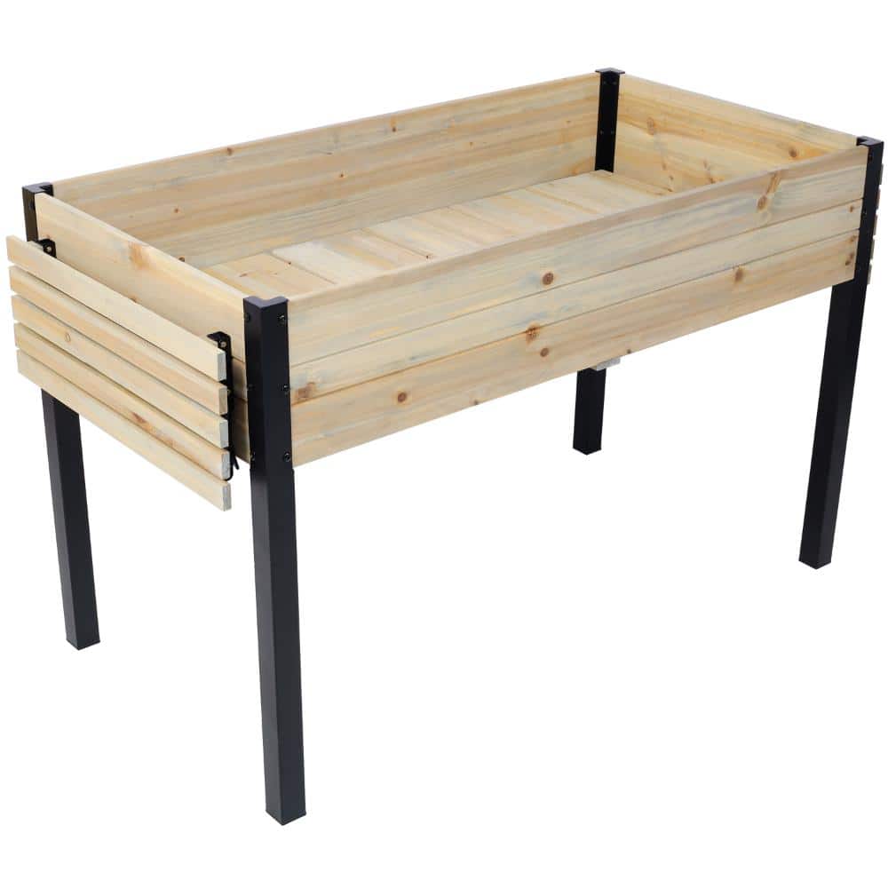 White Raised Garden Bed, Metal Leg Wood Planter Boxes with Folding Storage Shelf, for Growing Vegetables, Flowers price history on PriceWatchPro