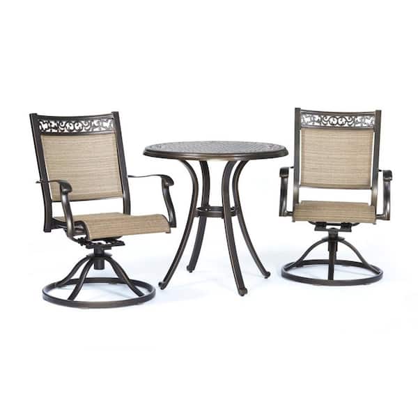 Afoxsos 3-Piece Cast Aluminum Outdoor Bistro Set Patio Furniture Dining Table Swivel Rocker Chairs with Coffee Table