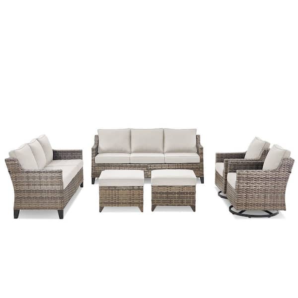 Buenaola 6-Piece Wicker Patio Conversation Set with Swivel