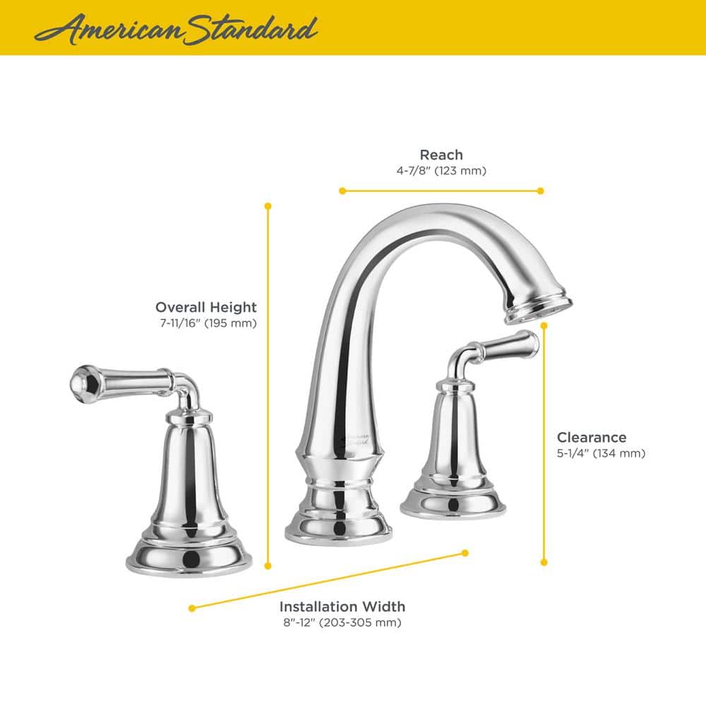 Polished Chrome Widespread 2-Handle Bathroom Faucet with Brass Body