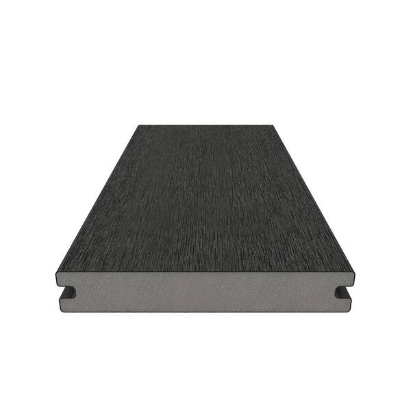 NewTechWood UltraShield Naturale Magellan 1 in. x 6 in. x 8 ft. Hawaiian Charcoal Solid with Groove Composite Decking Board