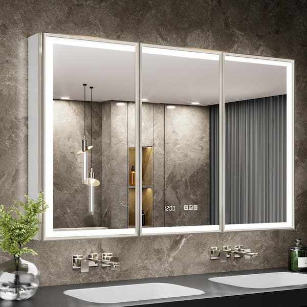 Nova 48 in. W x 30 in. H Rectangular Aluminum Recessed/Wall Mount Dimmable Fogless Lighted Medicine Cabinet with Mirror