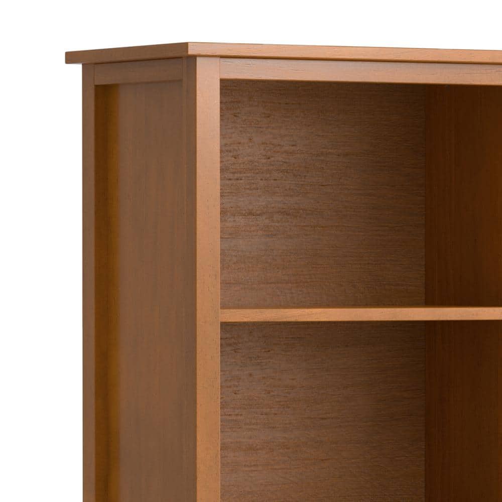 Light Golden Brown Solid Wood 5-Shelf Adjustable Bookcase