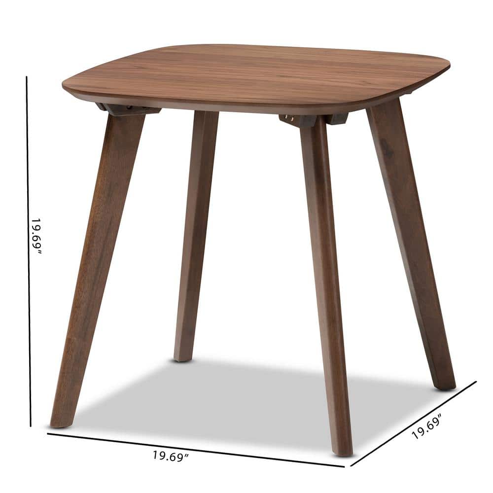 Dahlia 24" Square Walnut Wood Mid-Century Modern End Table
