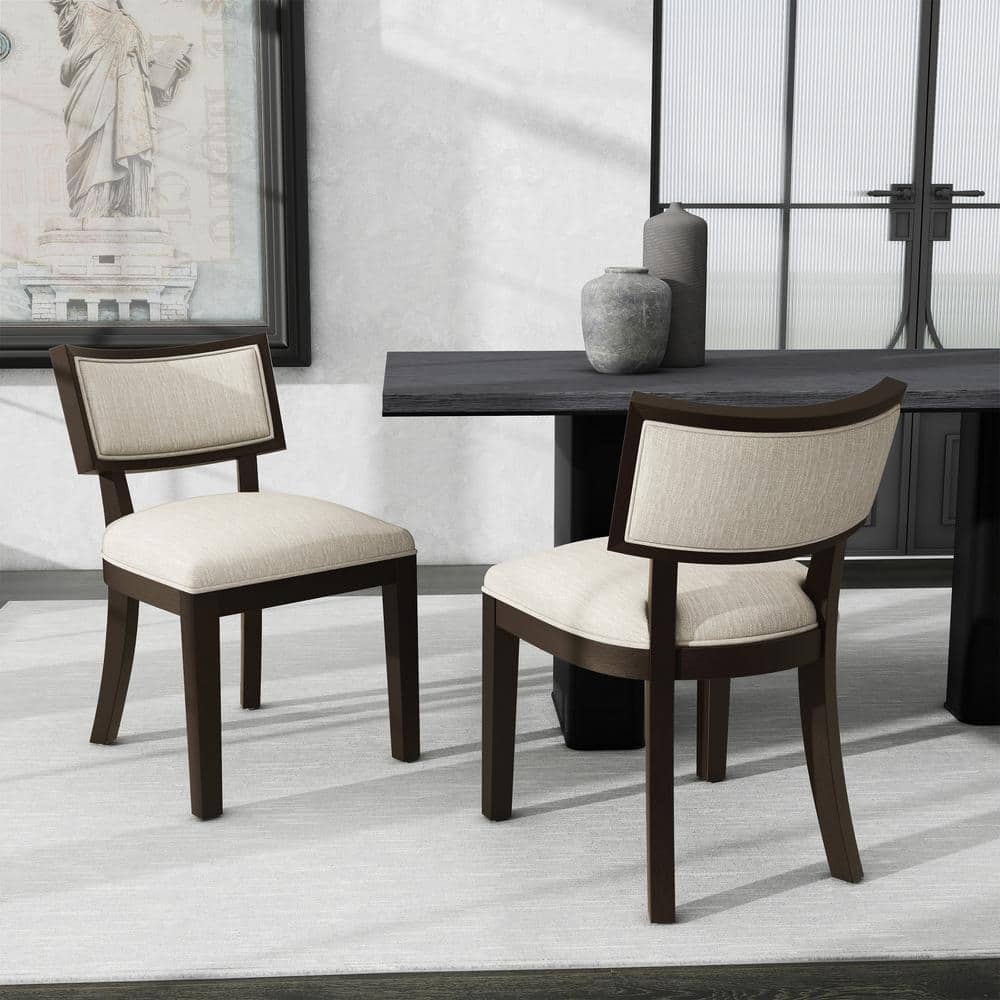 St. Thomas Fabric Upholstered Dining Chairs (Set of 2), Beige and Chocolate Brown price history on PriceWatchPro