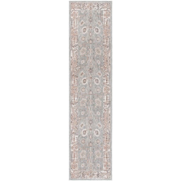 Harlow 2 ft. x 8 ft. Ivory Gray/Sage Border Floral Runner Rug