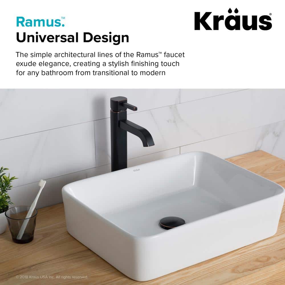 Satin Nickel Modern Vessel Single Hole Faucet in Bronze