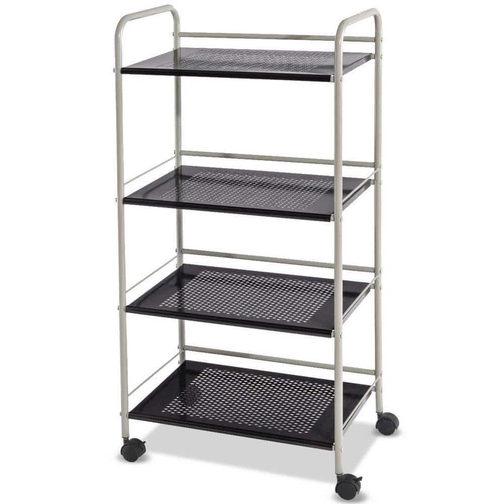 Metal Black Storage Bin Display Cart | black iron display cart