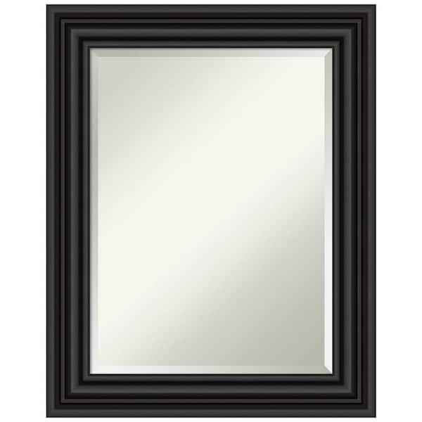 Amanti Art Medium Rectangle Matte Black Beveled Glass Modern Mirror (29.75 in. H x 23.75 in. W)