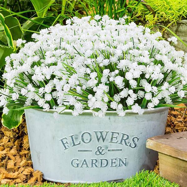 13.8 in. White Indoor/Outdoor Artificial Boston Fern Flowers UV