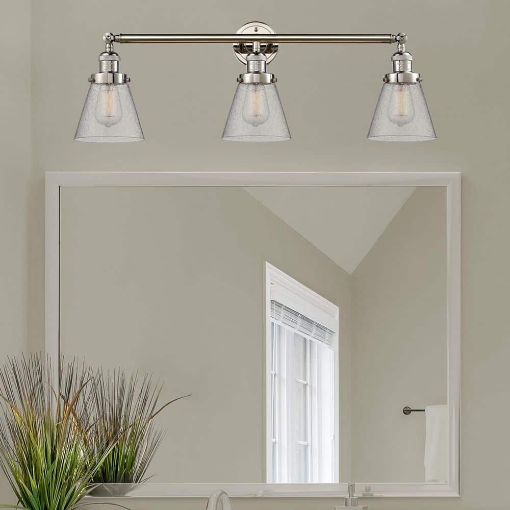 Cone 30 in. 3-Light Polished Nickel Vanity Light with Glass Shade price history on PriceWatchPro