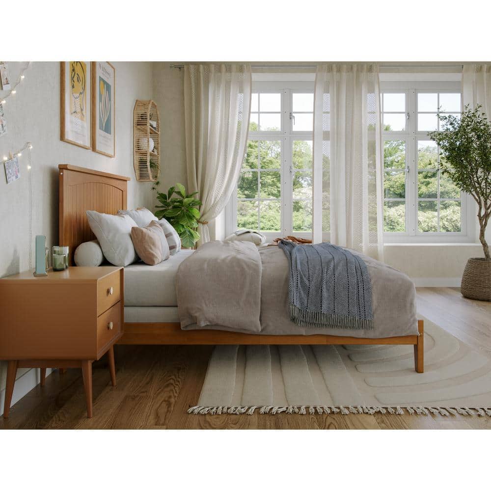 Nantucket Light Toffee Full Upholstered Solid Wood Bed Frame
