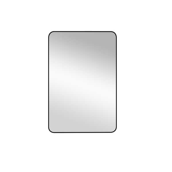 COWLOWN 24 in. W x 36 in. H Rectangular Framed Wall Bathroom Vanity Mirror in Matte Black, Anti-Rust