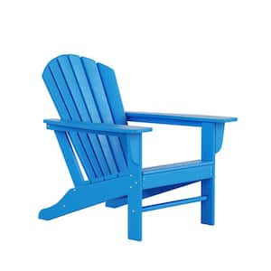 Vesta 3-Piece Pacific Blue Outdoor Plastic Adirondack Chair and Table Set