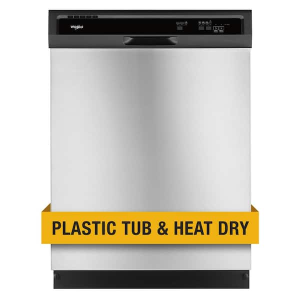Whirlpool 24 in. Stainless Steel Front Control Built-in Tall Tub Dishwasher Stainless Steel with 1-Hour Wash Cycle, 55 dBA