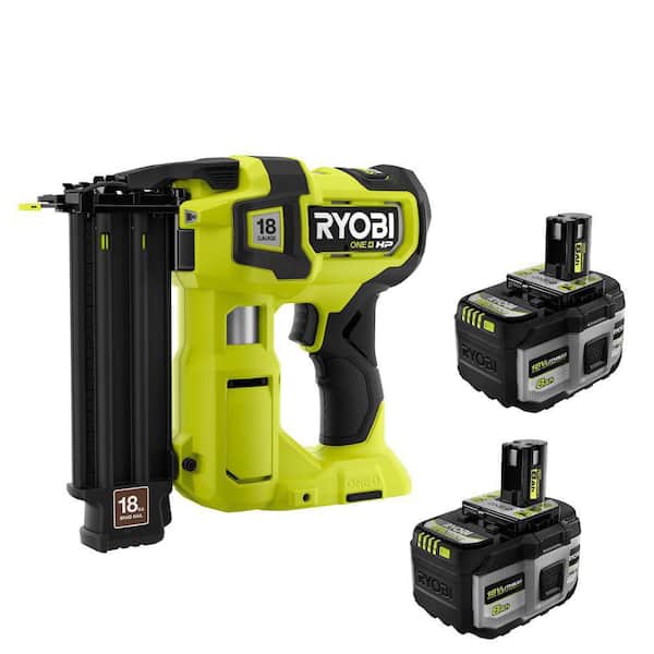 ONE+ HP 18V 18-Gauge Brushless Cordless AirStrike Brad Nailer with ONE+ 18V 8.0 Ah HIGH PERFORMANCE Battery (2-Pack)