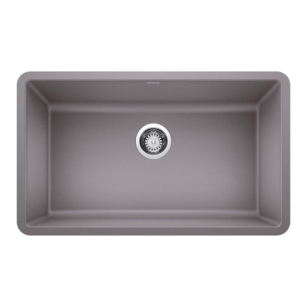 PRECIS Undermount Granite Composite 30 in. Single Bowl Kitchen Sink in Meta