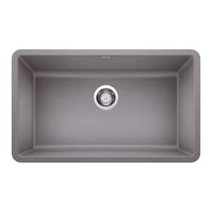 PRECIS Undermount Granite Composite 30 in. Single Bowl Kitchen Sink in Metallic Gray