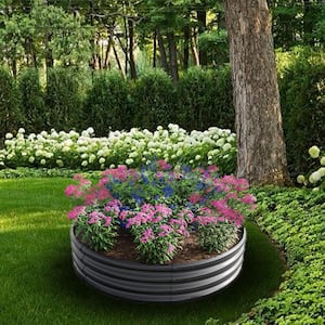47.24 in. x 11.4 in. Round Metal Raised Planter Bed Outdoor Garden Raised Planter Box, Black