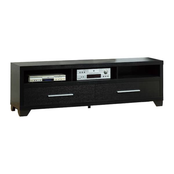 Benjara 72 in. Black Metal TV Stand Fits TVs up to 65 in. with 2 Drawers