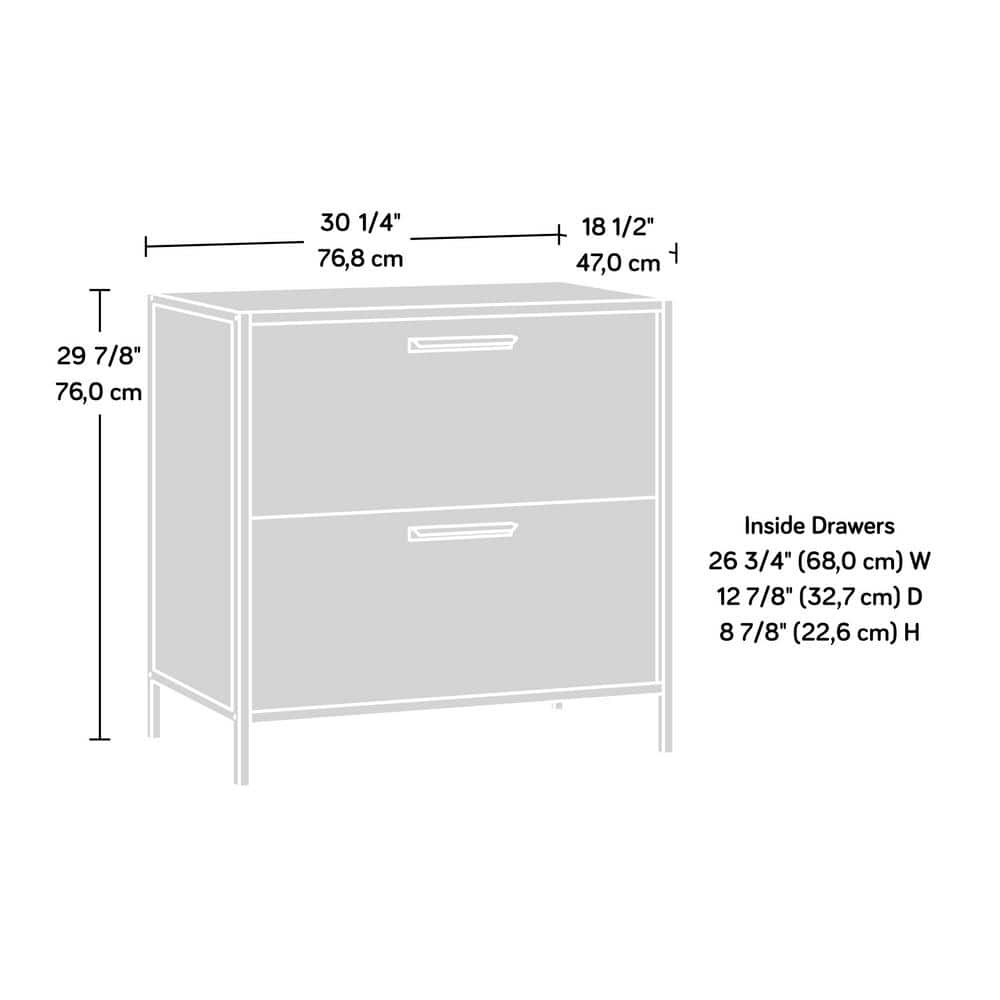Black and Oak 2-Drawer Lateral File Cabinet