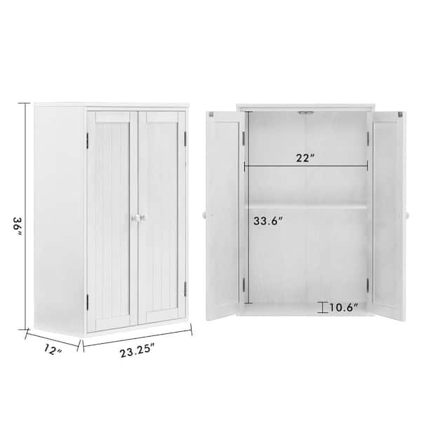 WAMPAT Home Storage Cabinet with Doors and Sliding Drawer Bathroom White  Wooden Free-Standing Cupboard with Adjustable Shelf W18N4063W-HD - The Home  Depot