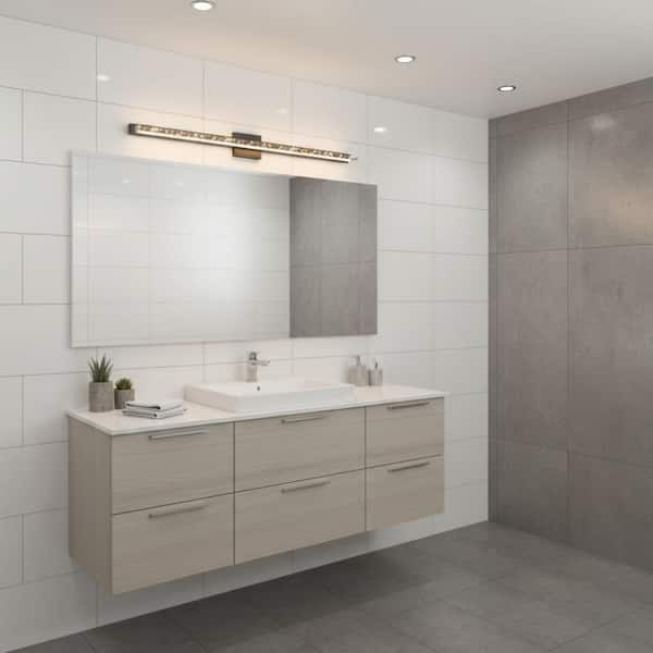 48 in. 1-Light 32W Brushed Nickel Integrated LED Vanity Light with Acrylic Shade, Modern Bathroom Wall Sconce for Mirror