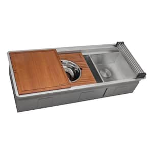 45 in. Undermount Double Bowl 16-Gauge Stainless Steel 2-Tiered Ledge Kitchen Sink