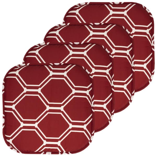Mirage Square Memory Foam 16 in. x 16 in. Non-Slip Back Chair Seat Cushion Wine/White (4-Pack)