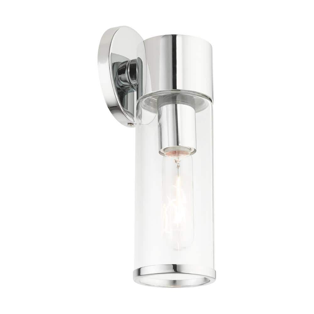 Polished Chrome Dimmable Sconce with Clear Glass Shade
