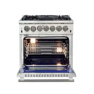 Capriasca 30 in. 4.32 cu. ft. Gas Range with 5 Gas Burners and Electric 240-Volt Oven in Stainless Steel