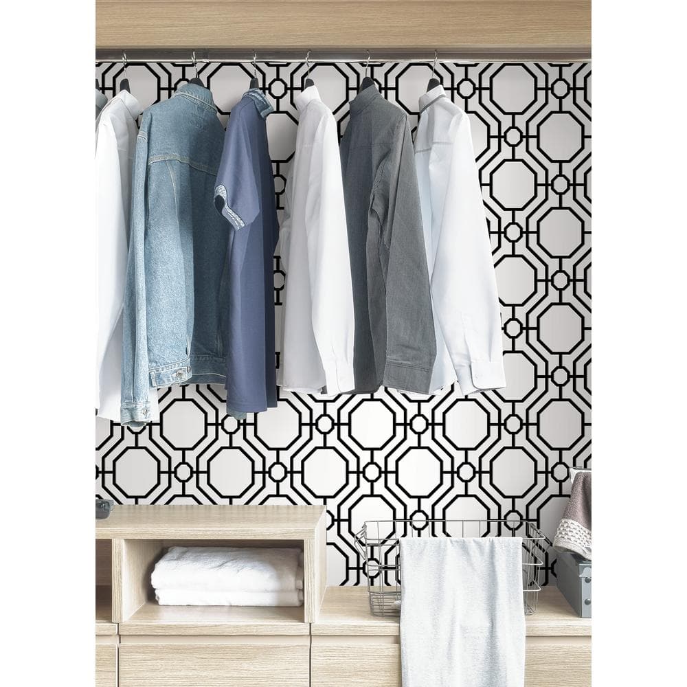 Crawford Black and White Geometric Peel and Stick Wallpaper