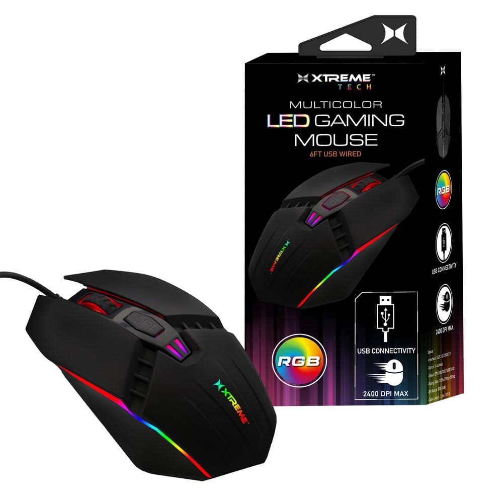 XTREME Multicolor LED Gaming 4 Selective DPI Modes, Fade Lighting Effect, Fast and XCA2-1014-BLK - The Home Depot