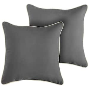 Charcoal Grey/Ivory Outdoor Corded Throw Pillows (2-Pack)
