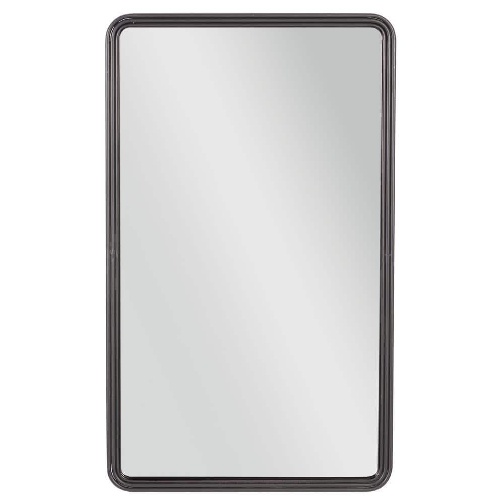 DecMode Black Metal Industrial Wall Mirror