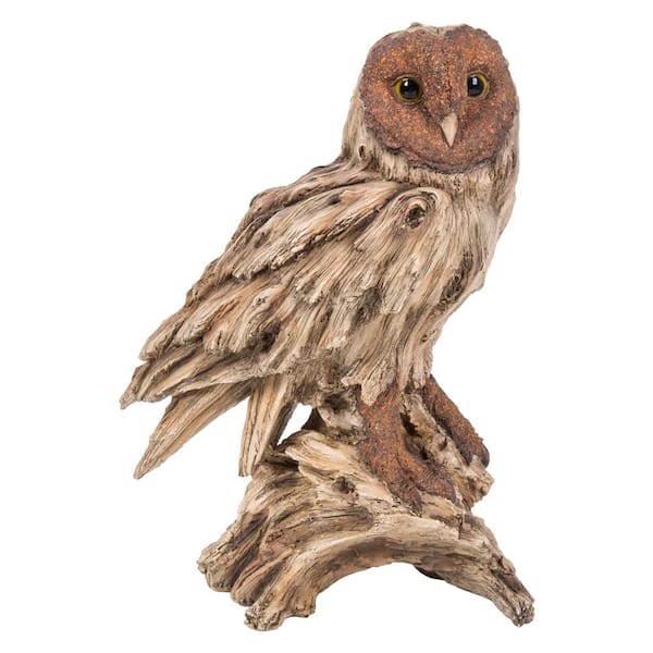 HI-LINE GIFT LTD. Driftwood Barn Owl on Stump Garden Statue