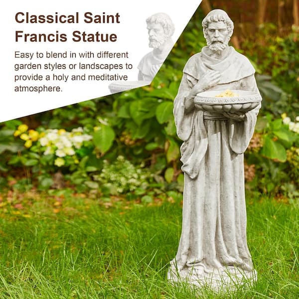 Glitzhome 32.75 in. H MGO St. Francis Garden Statue with